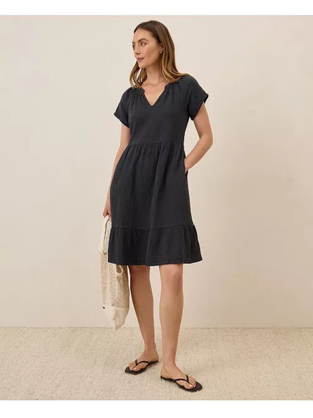 Pact Women's Organic Cotton Coastal Double Gauze Breezy Dress Size S